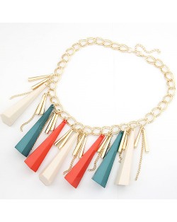 Elegant Korean Style Multicolor Cones Pendants Short Necklace