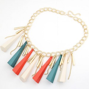 Elegant Korean Style Multicolor Cones Pendants Short Necklace