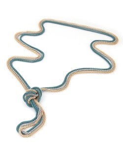 Triple Snake Chains Combo Design Costume Fashion Necklace - Green Silver and Golden
