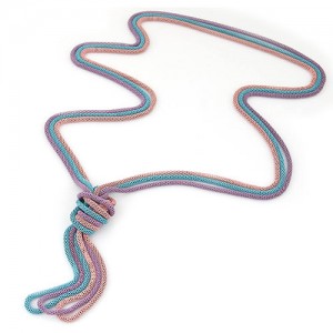Triple Snake Chains Combo Design Costume Fashion Necklace - Rose Green and Pink