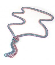 Triple Snake Chains Combo Design Costume Fashion Necklace - Rose Green and Pink