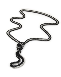 Triple Snake Chains Combo Design Costume Fashion Necklace - Black and Silver