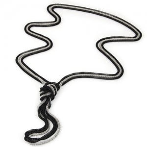 Triple Snake Chains Combo Design Costume Fashion Necklace - Black and Silver