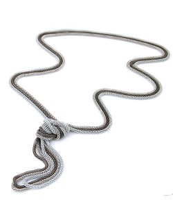 Triple Snake Chains Combo Design Costume Fashion Necklace - White Silver and Gray