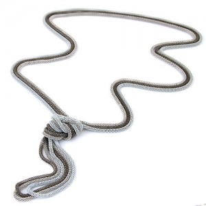 Triple Snake Chains Combo Design Costume Fashion Necklace - White Silver and Gray