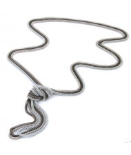 Triple Snake Chains Combo Design Costume Fashion Necklace - White Silver and Gray