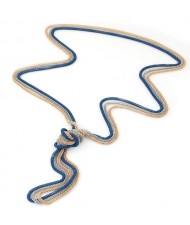 Triple Snake Chains Combo Design Costume Fashion Necklace - Blue Silver and Golden