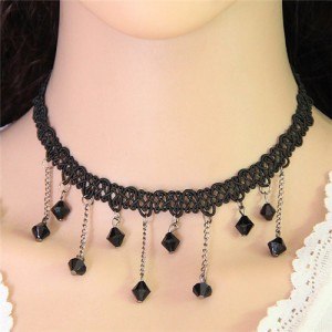Acrylic Beads Black Lace Weaving Fashion Necklace