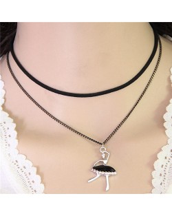 Ballet Dancer Pendant Dual Layers Fashion Necklace
