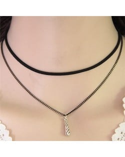 Alloy Waterdrop Pendant Dual-layer Statement Fashion Necklace