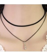 Alloy Waterdrop Pendant Dual-layer Statement Fashion Necklace