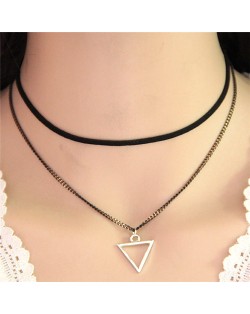 Plain Alloy Triangle Pendant Dual-layer Fashion Necklace