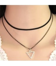Plain Alloy Triangle Pendant Dual-layer Fashion Necklace