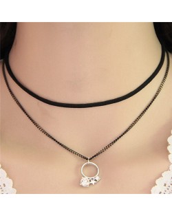 Starry Style Hoop Pendant Dual-layer Fashion Necklace