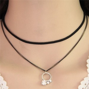 Starry Style Hoop Pendant Dual-layer Fashion Necklace