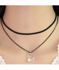 Starry Style Hoop Pendant Dual-layer Fashion Necklace