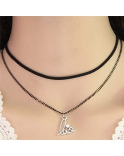Love Characters Pendant Dual-layer Fashion Necklace