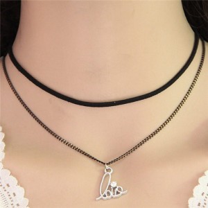 Love Characters Pendant Dual-layer Fashion Necklace