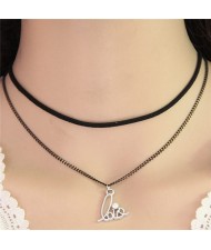 Love Characters Pendant Dual-layer Fashion Necklace