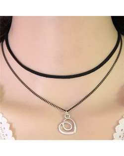 Hollow Infinite Heart Pendant Two Layers Fashion Necklace