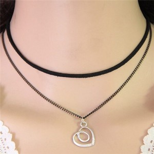 Hollow Infinite Heart Pendant Two Layers Fashion Necklace