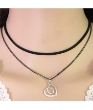 Hollow Infinite Heart Pendant Two Layers Fashion Necklace