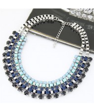 Multi-layer Gradiant Colors Rope and Alloy Weaving Pattern Fashion Necklace