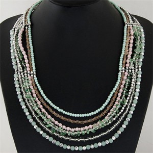 Multi-layer Crystal Beads Royal Style Statement Fashion Necklace