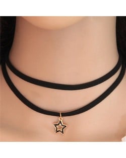 Cute Star Pendant Dual Layers Rope Fashion Necklace