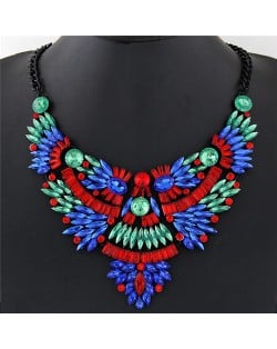 Splendid Acrylic Gems Combined Angel Wings Design Statement Fashion Necklace - Multicolor