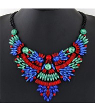 Splendid Acrylic Gems Combined Angel Wings Design Statement Fashion Necklace - Multicolor