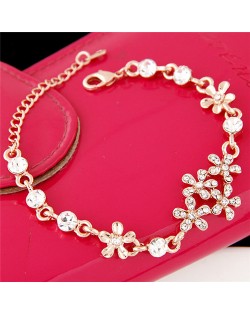 Rhinestone Inlaid Sweet Floral Fashion Bracelet