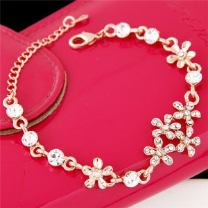 Rhinestone Inlaid Sweet Floral Fashion Bracelet