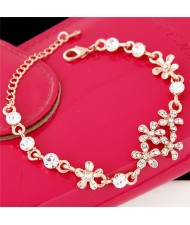 Rhinestone Inlaid Sweet Floral Fashion Bracelet