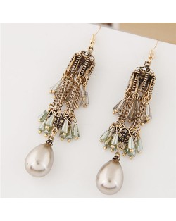 Vintage Bird Cage Tassel Design Fashion Ear Studs