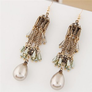 Vintage Bird Cage Tassel Design Fashion Ear Studs