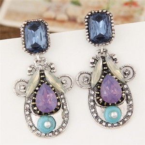 Resin Gem Beetle Design Fashion Earrings