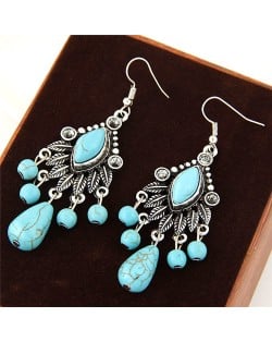 Artificial Turquoise Embellished Vintage Fashion Style Earrings