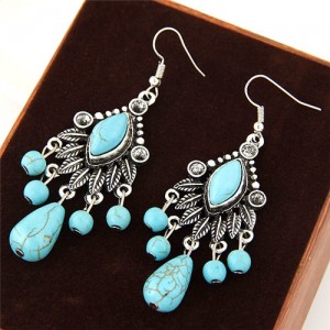 Artificial Turquoise Embellished Vintage Fashion Style Earrings