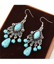 Artificial Turquoise Embellished Vintage Fashion Style Earrings