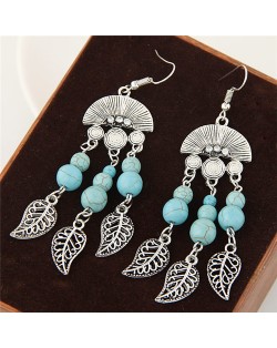 Fan Gourd and Leaves Design Artificial Turquoise and Alloy Dangling Earrings