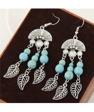 Fan Gourd and Leaves Design Artificial Turquoise and Alloy Dangling Earrings
