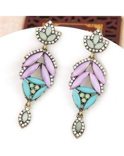 Resin and Rhinestone Mix Floral Pattern Costume Ear Studs