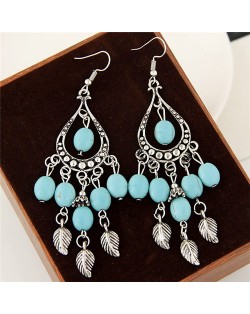 Artificial Turquoise Hollow Waterdrop Pattern Vintage Fashion Earrings