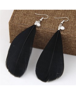 Elegant Feather Women Fashion Earrings - Black