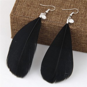 Elegant Feather Women Fashion Earrings - Black