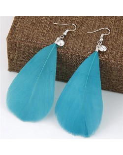 Elegant Feather Women Fashion Earrings - Blue