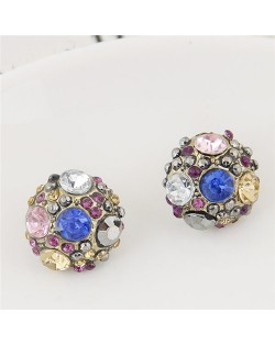Various Rhinestone Embellished Ball Shape Shining Ear Studs