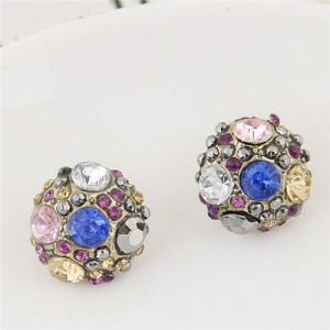 Various Rhinestone Embellished Ball Shape Shining Ear Studs