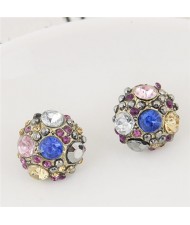Various Rhinestone Embellished Ball Shape Shining Ear Studs